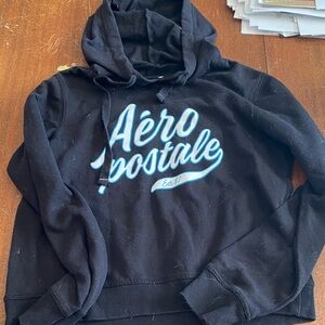 Aeropostale Black Hoodie with Light Blue Script
